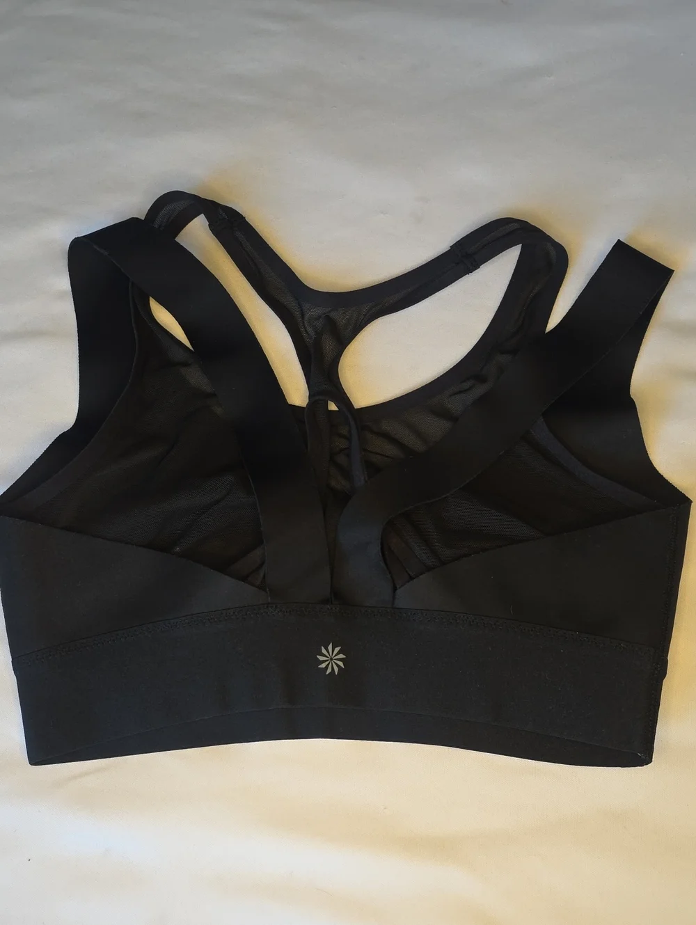 Athleta Black Mesh-Back Racerback Sports Bra